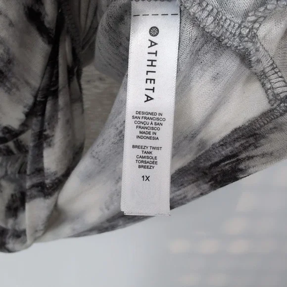 Athleta Breezy Twist Tank Gray Tie Dye Sleeveless Knit Crop Top Women 1X - Picture 4 of 6